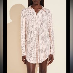 Eberjey Gisele TENCEL™ Modal Boyfriend Sleepshirt Hazelnut print pink medium